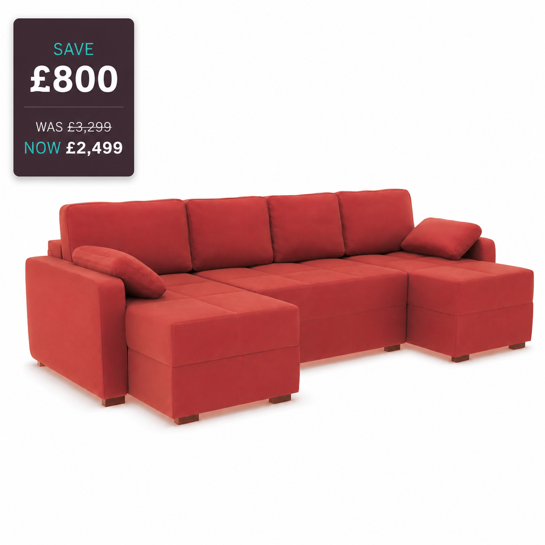 Good To Go - Harry Large Corner Modular Sofa Bed-Micro Velvet Coral Pink (SHUB742)