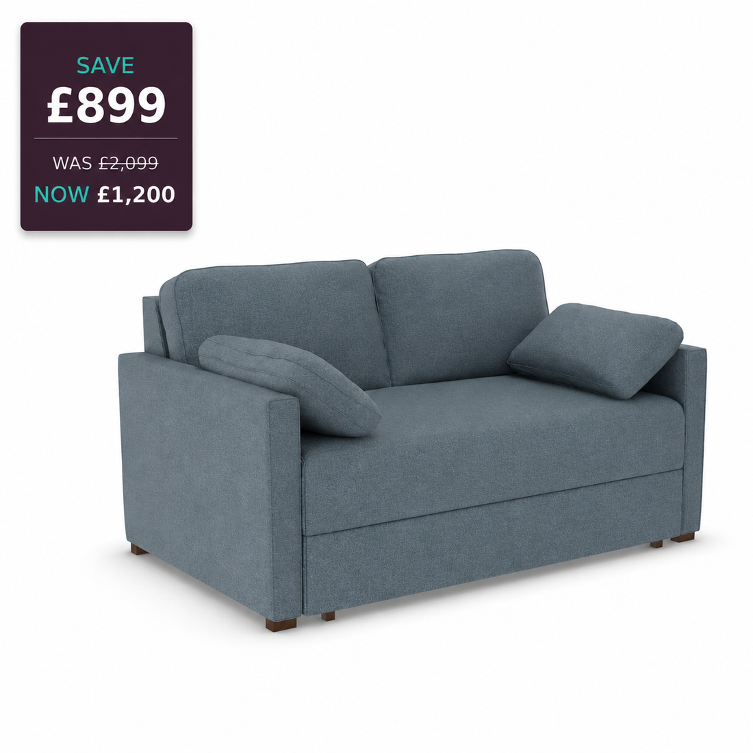 Ex Display - Alice Three-Seater Sofa Bed- Micro Weave Sky (SHUB802)